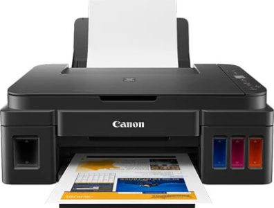 CANON PIXMA G2410 Ev veya ofislerde kullanıma uygun, verimli ve düşük maliyetli baskı için yüksek verimliliğe sahip mürekkepli, kompakt, güvenilir, yeniden doldurulabilir çok işlevli yazıcı.