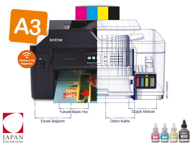 Brother MFC-T4500DW A3 Mürekkep Tanklı Yazıcı