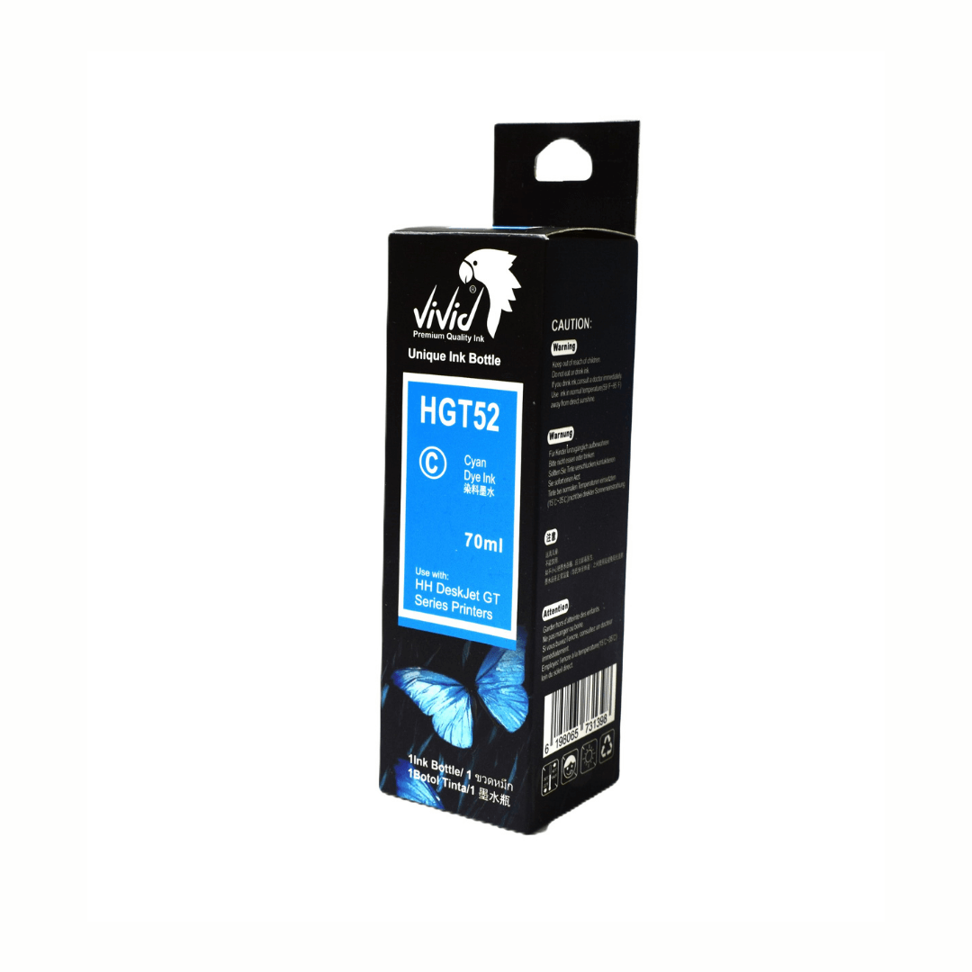 HP GT52 Muadil Mavi Mürekkep - 70ml - VİVİD