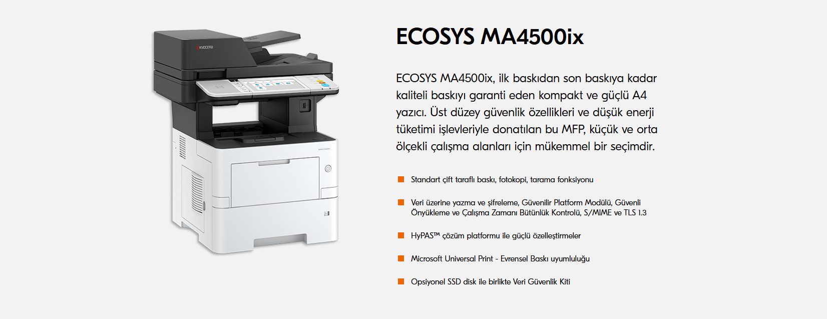 Kyocera Ecosys MA4500IX Mono Çok Fonksiyonlu Lazer yazıcı