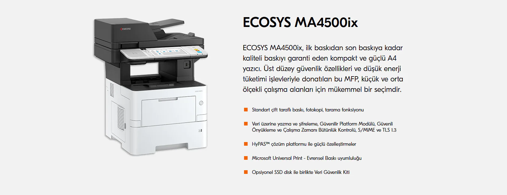 Kyocera Ecosys MA4500IX Mono Çok Fonksiyonlu Lazer yazıcı